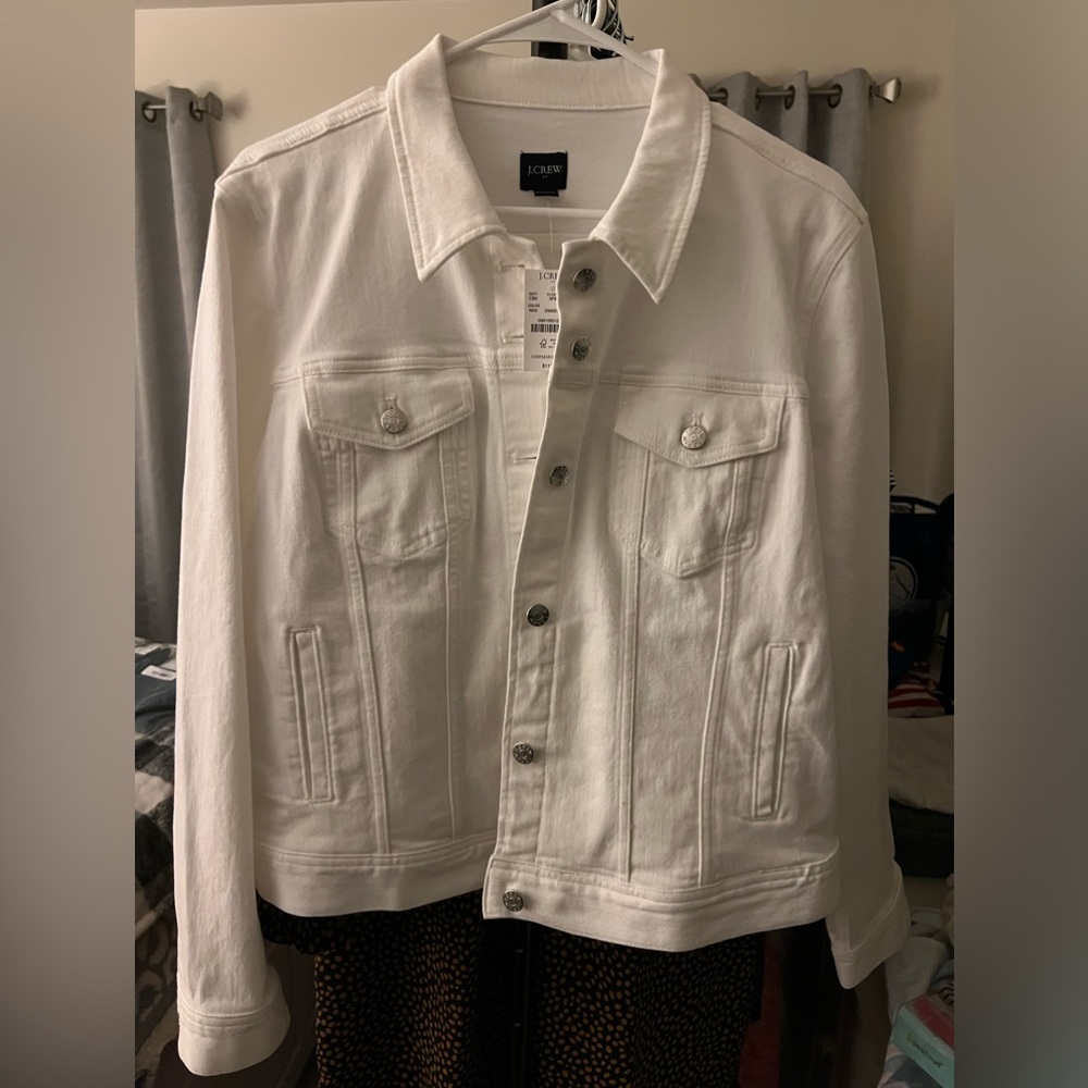 J Crew White Denim Jacket, brand new with tags. Size XL